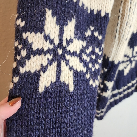 NWT Lorenzo Magni Italy Wool Alpaca Blend Chunky Knit Cardigan Deer Snowflake XL - Picture 16 of 16